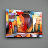 Colorful Houses Glass Wall Art