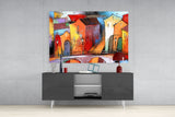 Colorful Houses Glass Wall Art