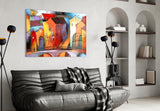 Colorful Houses Glass Wall Art