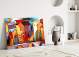 Colorful Houses Glass Wall Art