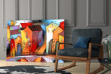 Colorful Houses Glass Wall Art