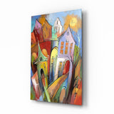 Colorful Houses Glass Wall Art