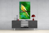 Yellow Vine Bird Glass Wall Art