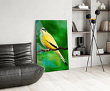 Yellow Vine Bird Glass Wall Art