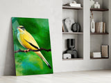 Yellow Vine Bird Glass Wall Art