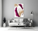 Burgundy Leaves Glass Wall Art