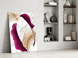 Burgundy Leaves Glass Wall Art