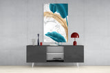 Turquoise Leaves Glass Wall Art