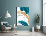 Turquoise Leaves Glass Wall Art