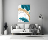 Turquoise Leaves Glass Wall Art