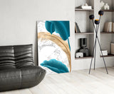 Turquoise Leaves Glass Wall Art