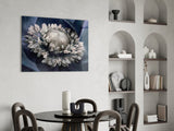 Gray Flower Glass Wall Art