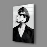 Black and White Woman Glass Wall Art