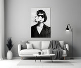 Black and White Woman Glass Wall Art