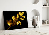 Yellow Leaves Glass Wall Art