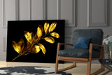 Yellow Leaves Glass Wall Art