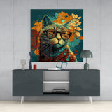 Intellectual Cat Glass Wall Art  || Designers Collection