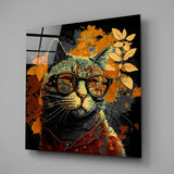 Intellectual Cat Glass Wall Art  || Designers Collection