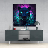 Neon Panther Glass Wall Art  || Designers Collection