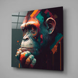 Ape the Thinker Glass Wall Art  || Designers Collection