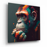 Arte della parete di vetro Ape the Thinker || Collezione designer