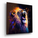 Roaring Lion Glass Wall Art  || Designers Collection