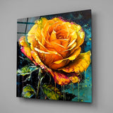 Yellow Rose Glass Wall Art