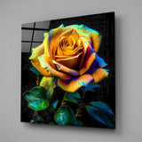 Yellow Rose Glass Wall Art