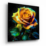 Yellow Rose Glass Wall Art