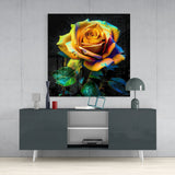 Yellow Rose Glass Wall Art