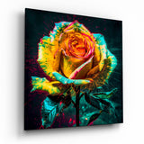 Yellow Rose Glass Wall Art