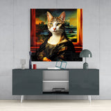 Monalisa Cat Glass Wall Art