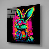 Retro Rabbit Glass Wall Art