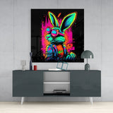 Retro Rabbit Glass Wall Art