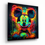 Neon Mickey Glass Wall Art|| Designer's Collection