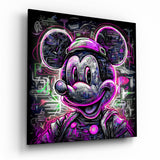 Arte de pared de vidrio de Neon Mickey || Collezione di designer