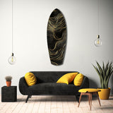 Golden Waves Glass Wall Art