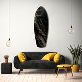 Golden Waves Glass Wall Art