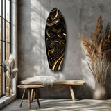 Golden Swirls Glass Wall Art