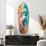 Dolphin Family Glass Wall Art