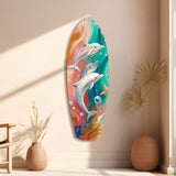 Dolphin Family Glass Wall Art