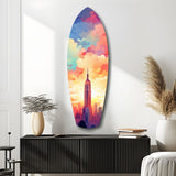 Golden Skyline Glass Wall Art