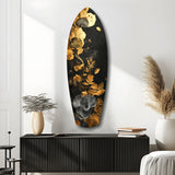 Golden Flower Glass Wall Art