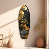 Golden Flower Glass Wall Art