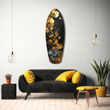 Golden Flower Glass Wall Art