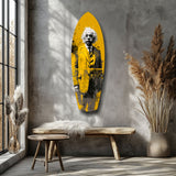 Einstein Posing Glass Wall Art