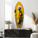 Einstein Posing Glass Wall Art