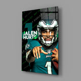 Jalen Hurts Glass Wall Art