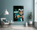 Jalen Hurts Glass Wall Art