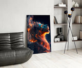 Fire Lion Glass Wall Art